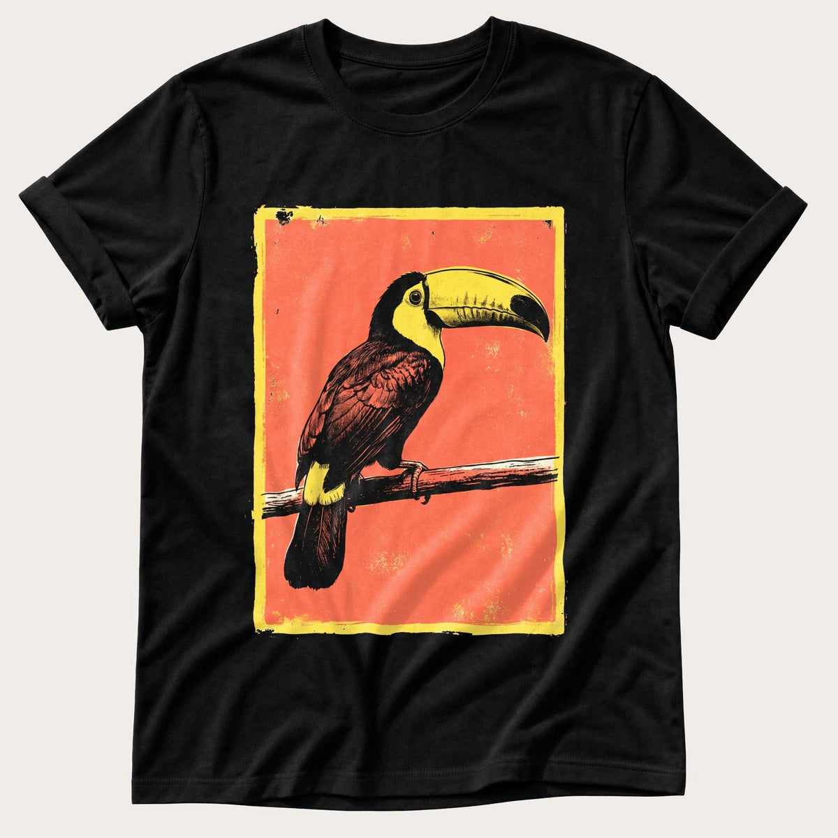 Toucan On A Branch — Black Comfort Colors tee