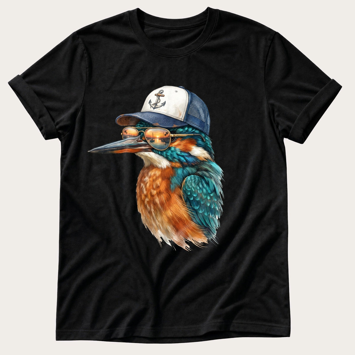 Trucker Fisher 3 — Black Comfort Colors tee