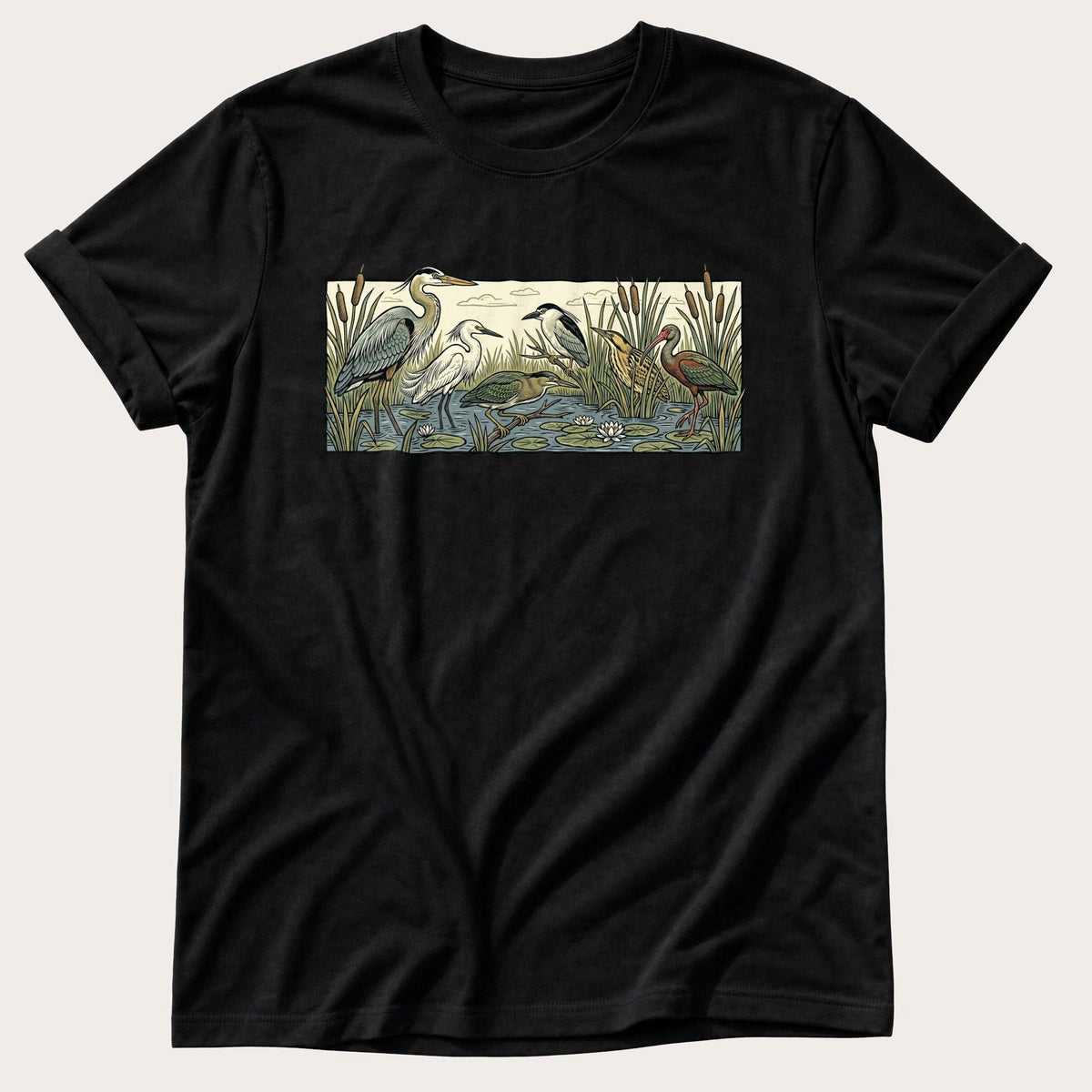 Water Bird Species — Black Comfort Colors tee