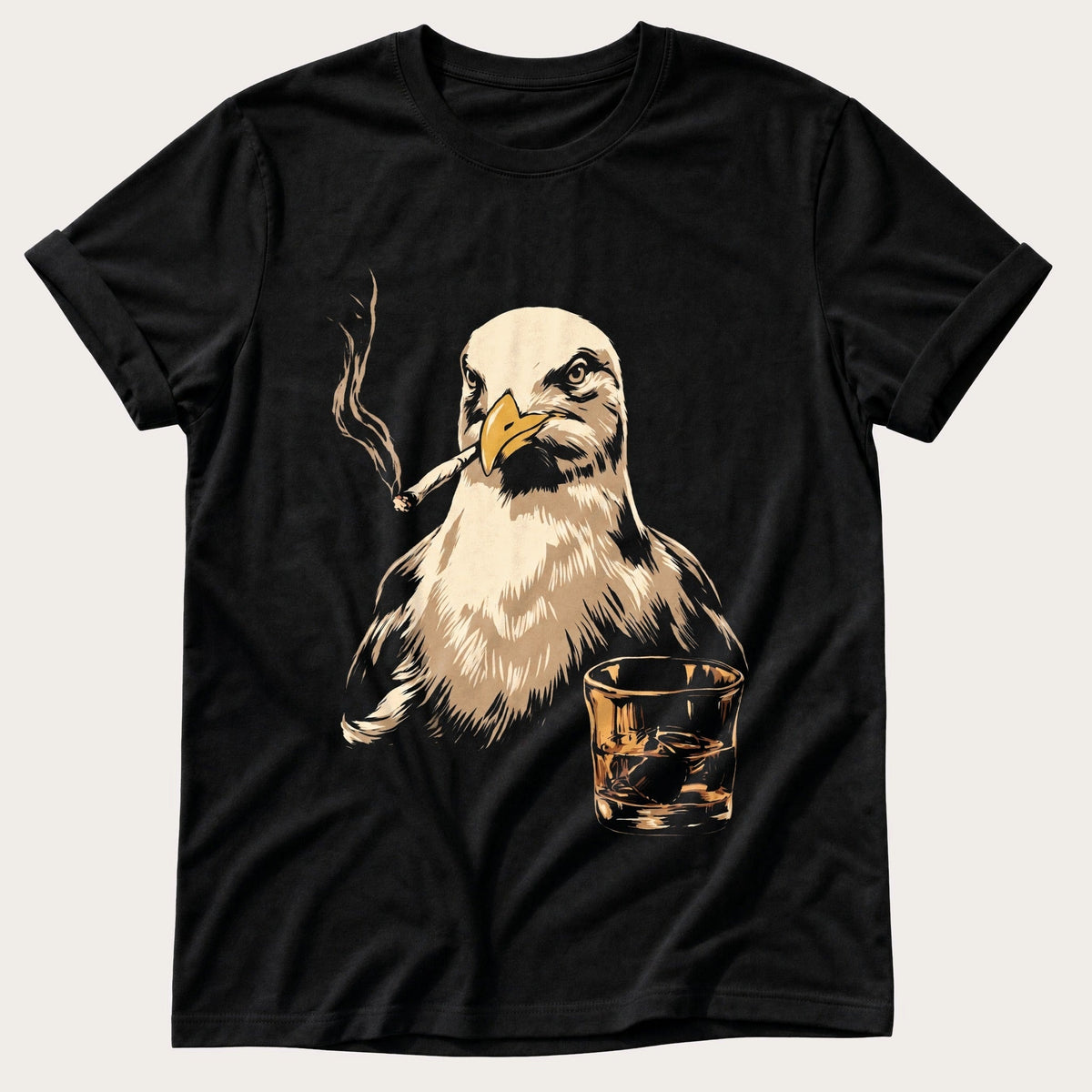 Whisky-Faced Gull — Black Comfort Colors tee