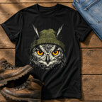 Woodland Owl Beanie 7 — Black Comfort Colors tee
