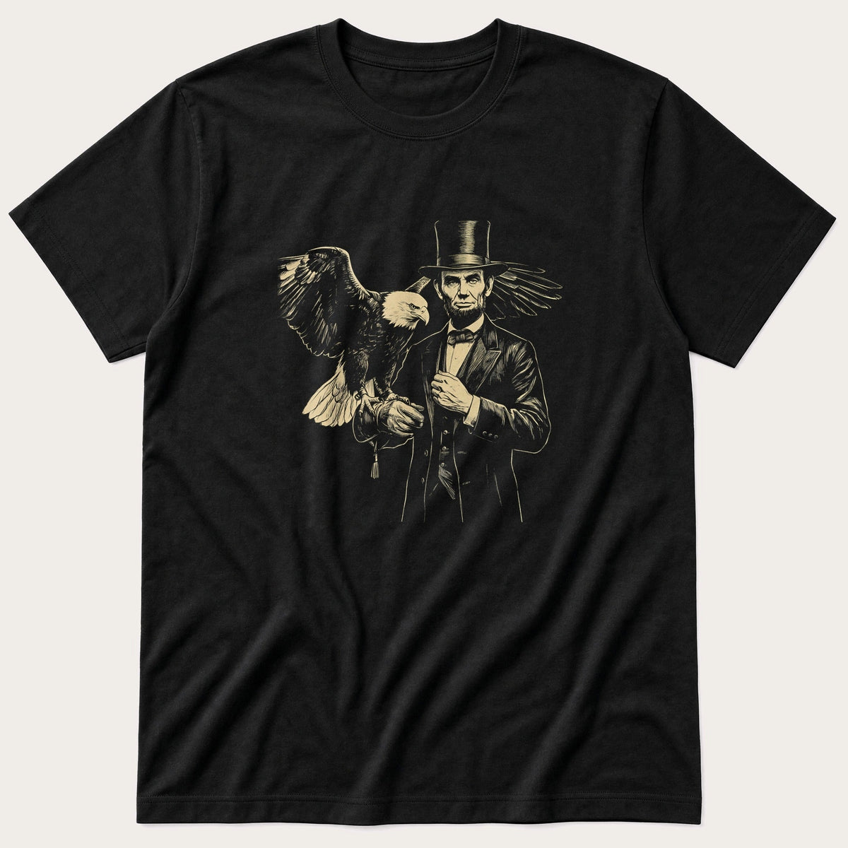 Abraham Lincoln Eagle 2 — Black T-Shirt