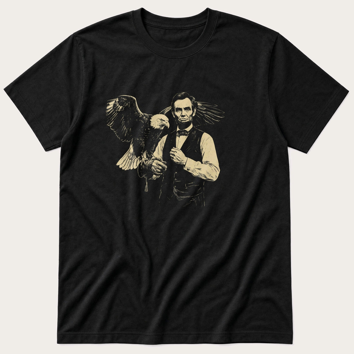 Abraham Lincoln Eagle 4 — Black T-Shirt