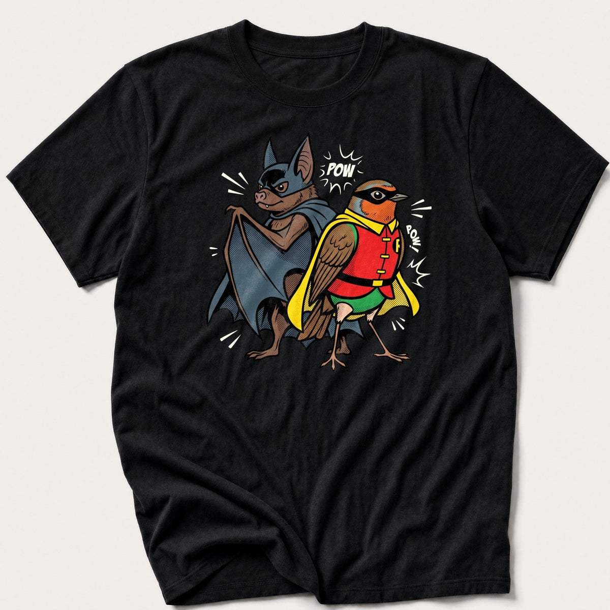 Bat N Robin 44 — Black T-Shirt