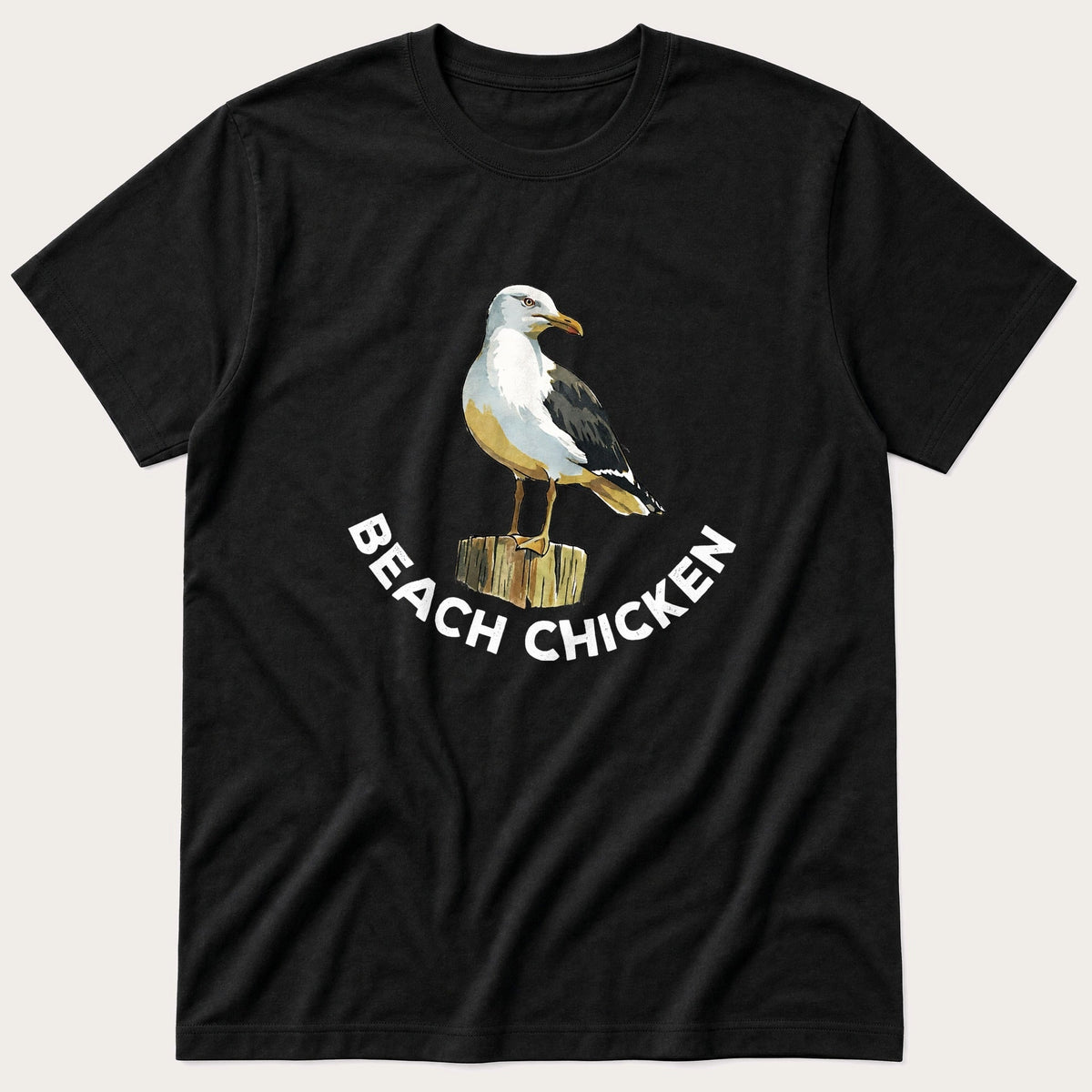 Beach Chicken 12 — Black T-Shirt