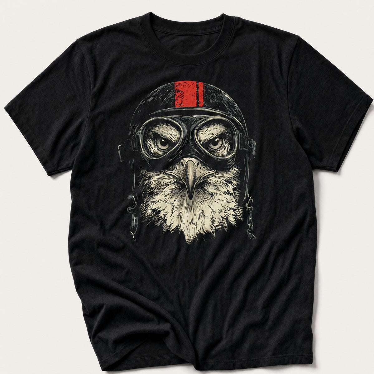 Biker Eagle 3 — Black T-Shirt