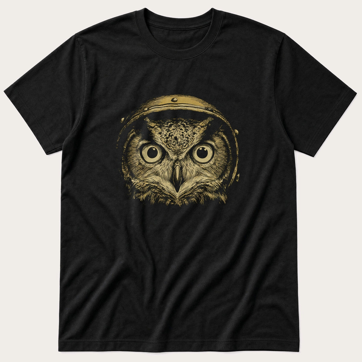 Biker Owl 5 — Black T-Shirt