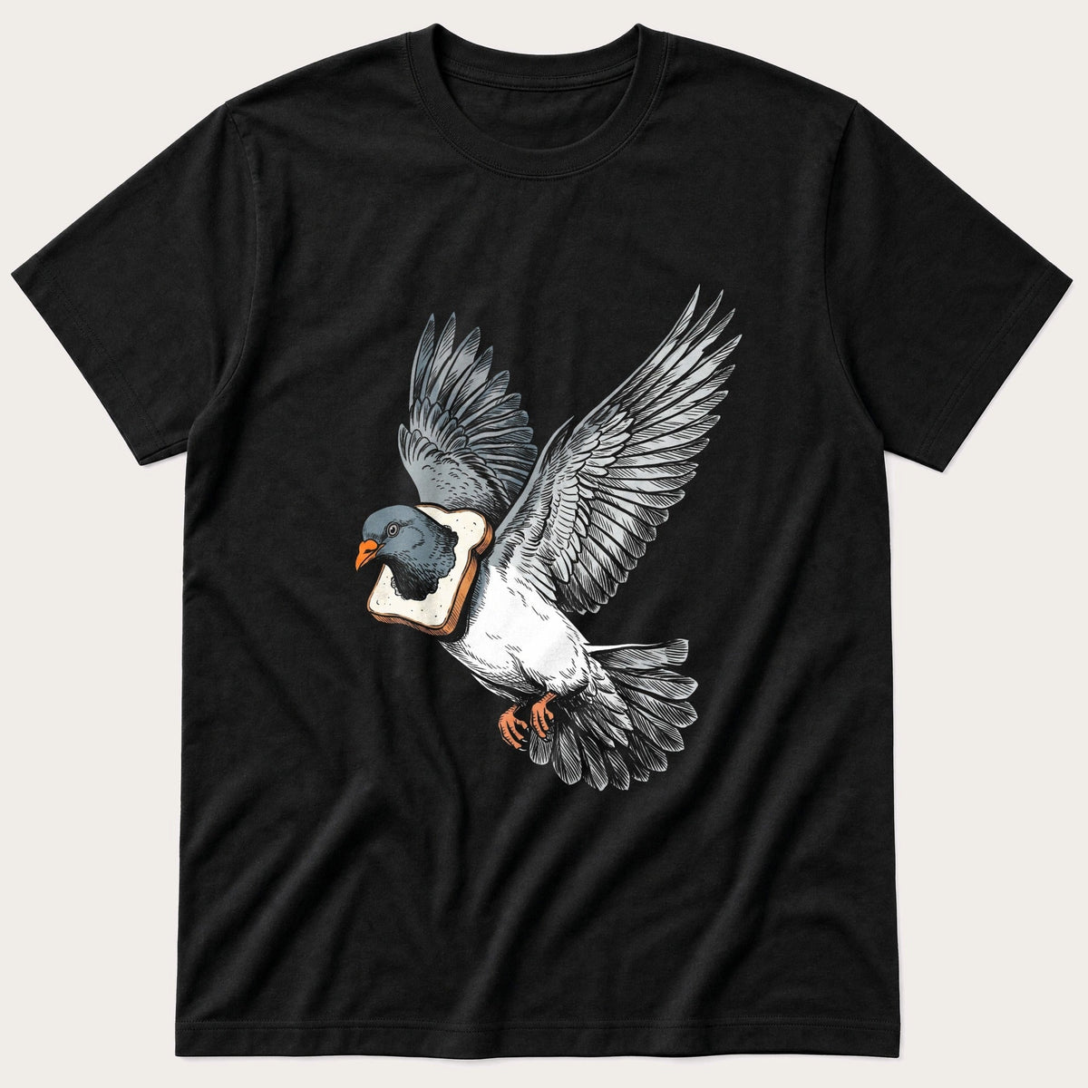 Bread Pigeon 66 — Black T-Shirt