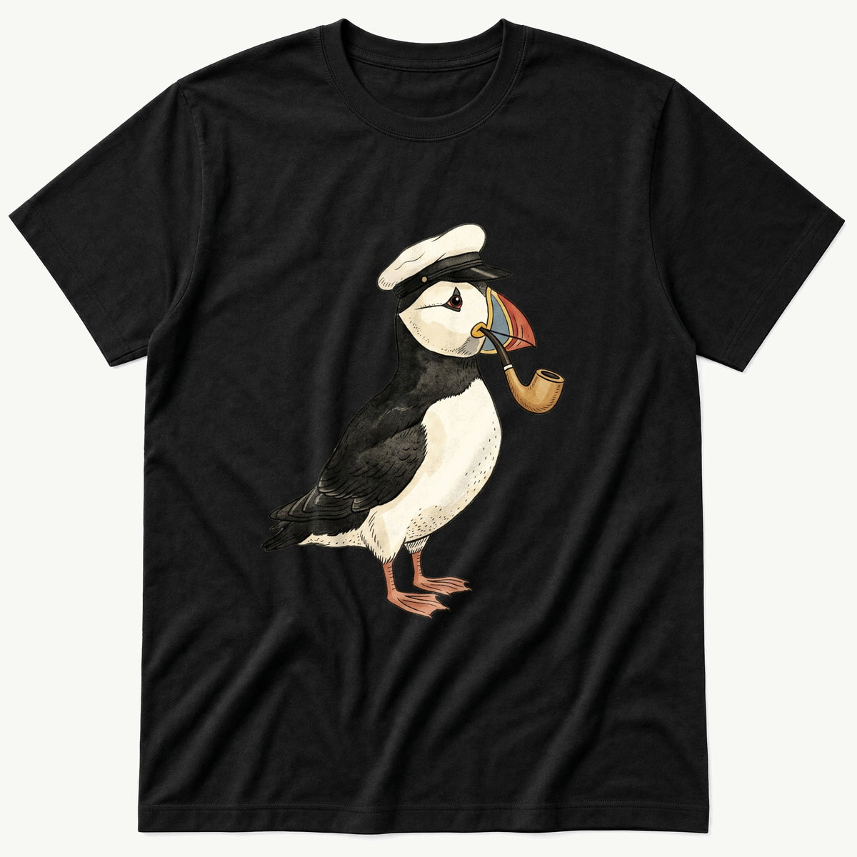 Cap Puffin 1 — Black T-Shirt