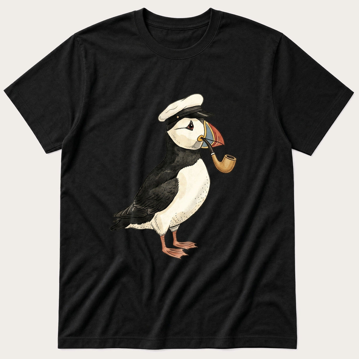 Cap Puffin 1 — Black T-Shirt