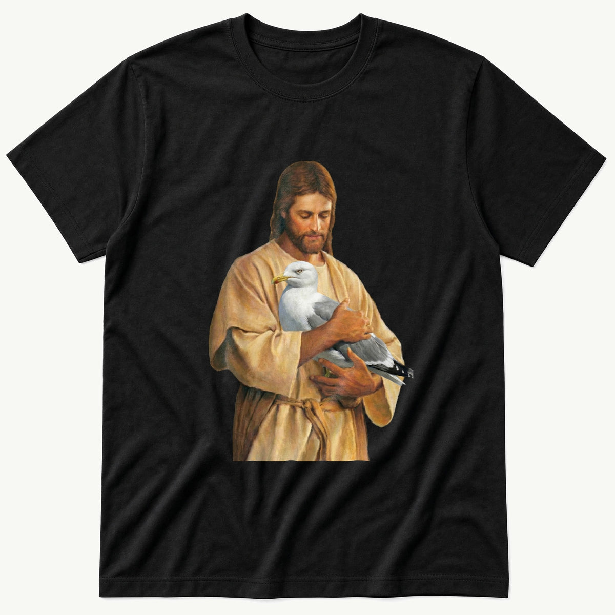 Christ With Seagull 5 — Black T-Shirt