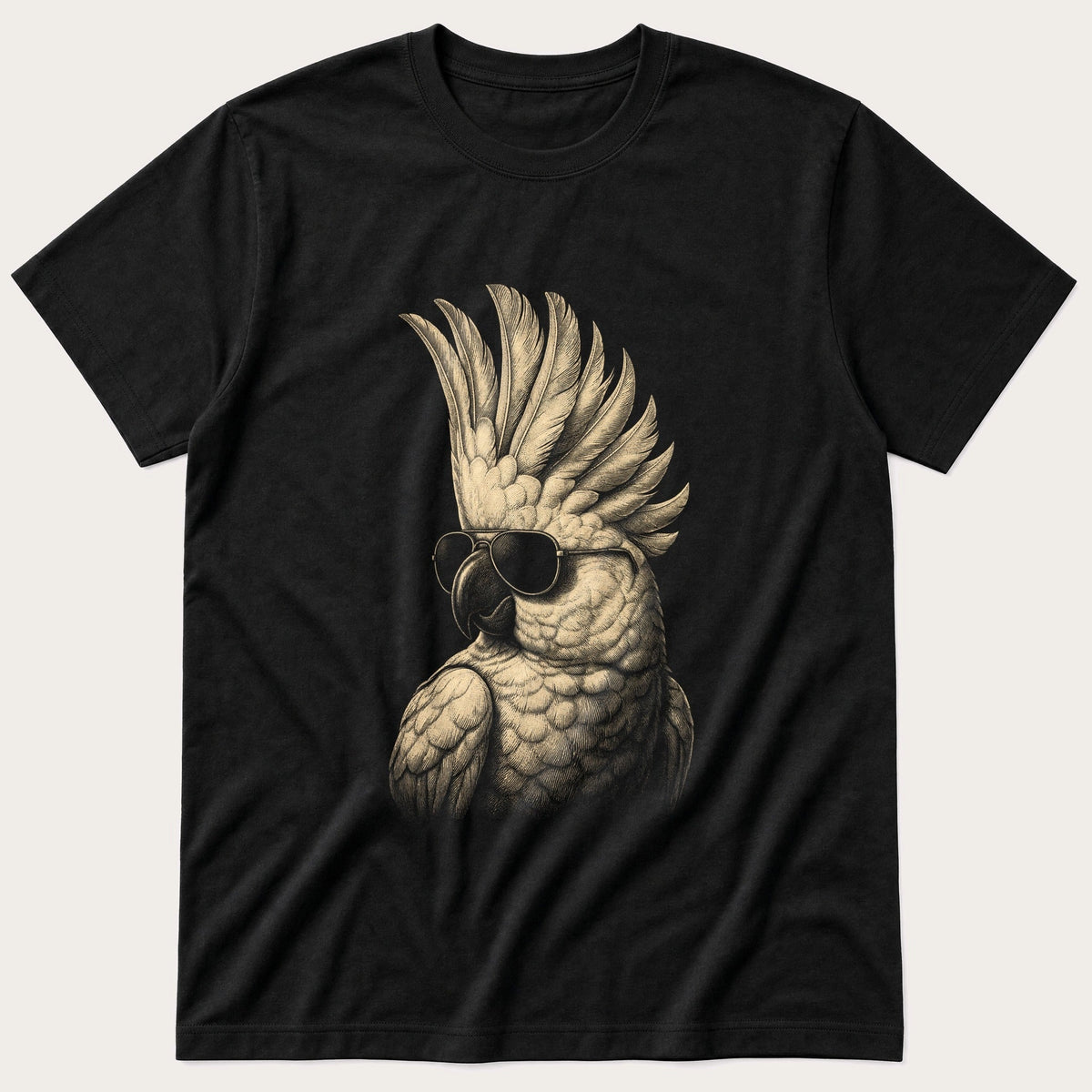 Cockatoo In Shades — Black T-Shirt