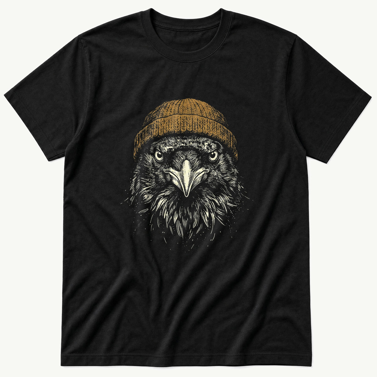 Crow Beanie 8 — Black T-Shirt