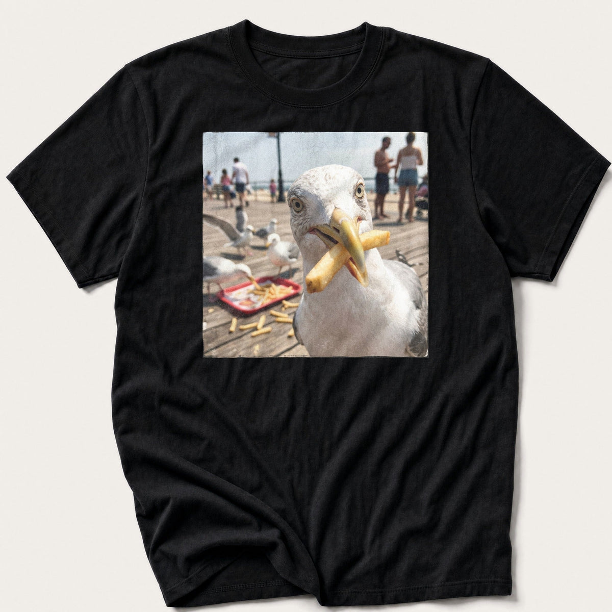 Disaster Seagull 2 — Black T-Shirt