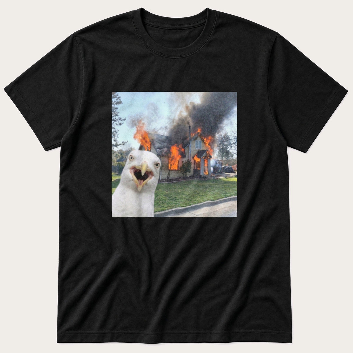 Disaster Seagull 4 — Black T-Shirt