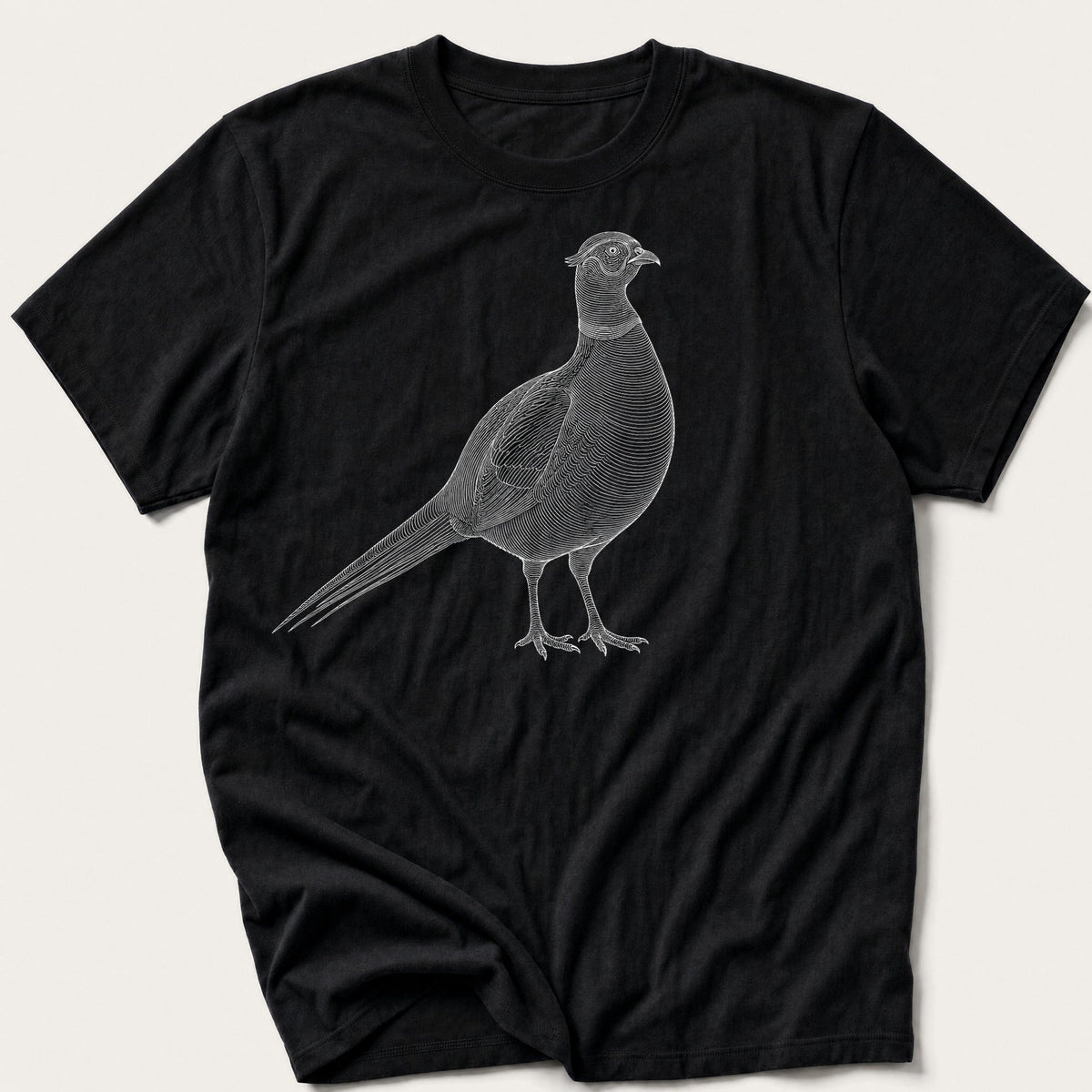 Etched Pheasant — Black T-Shirt
