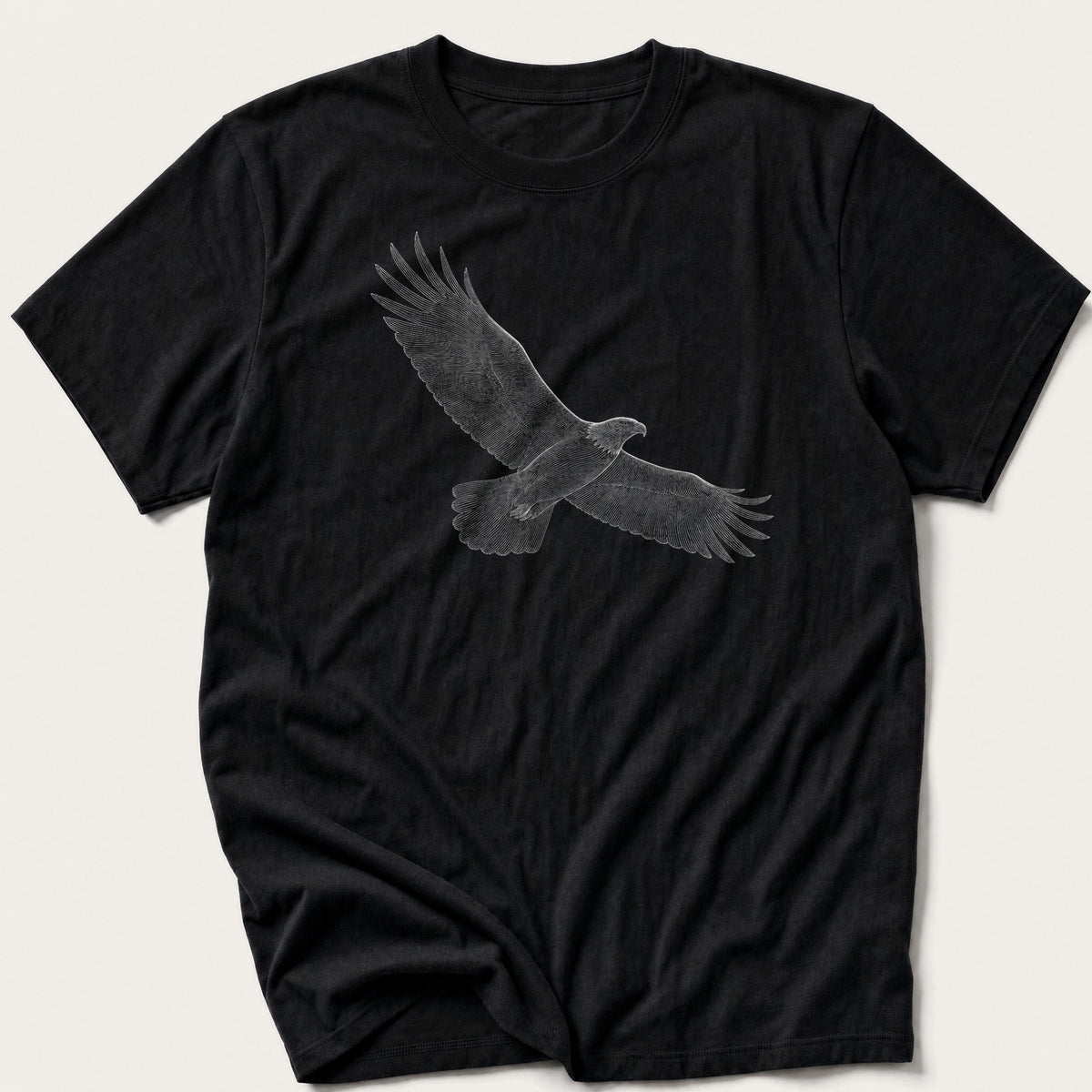 Etched Soaring Eagle — Black T-Shirt