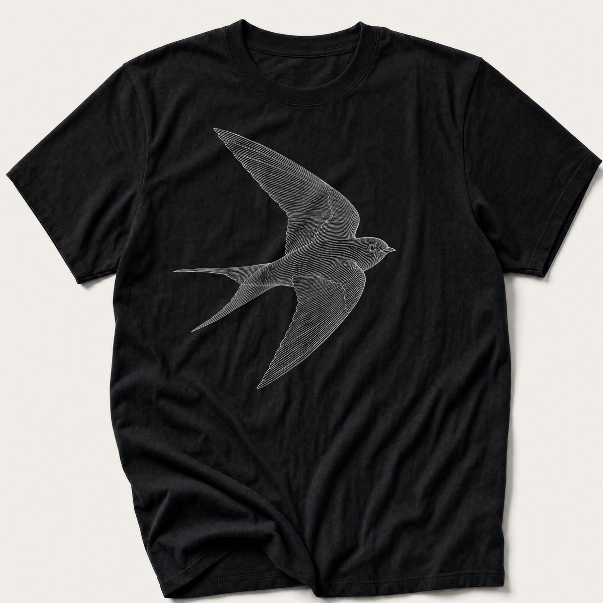 Etched Swallow — Black T-Shirt
