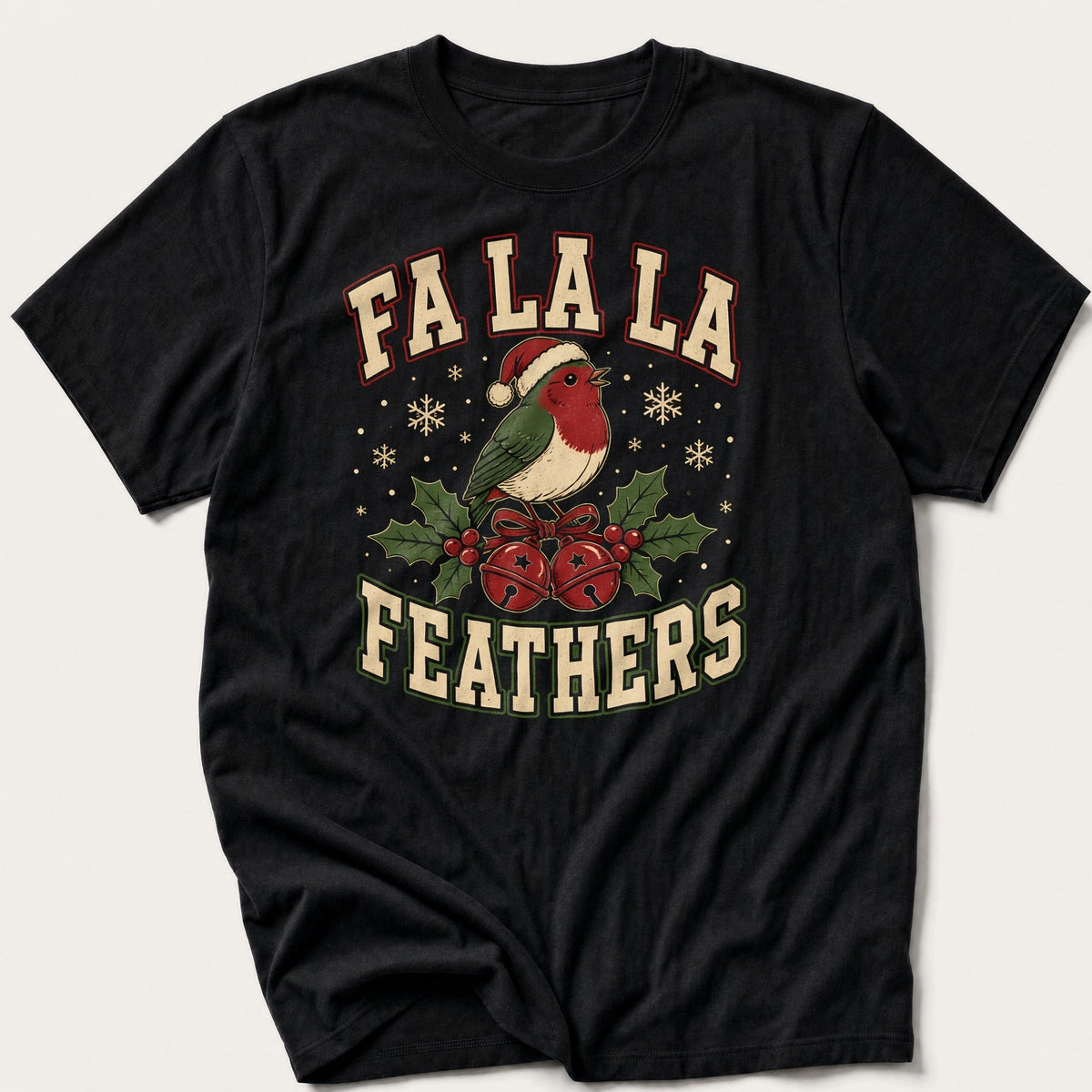 Fa La La Feathers — Black T-Shirt