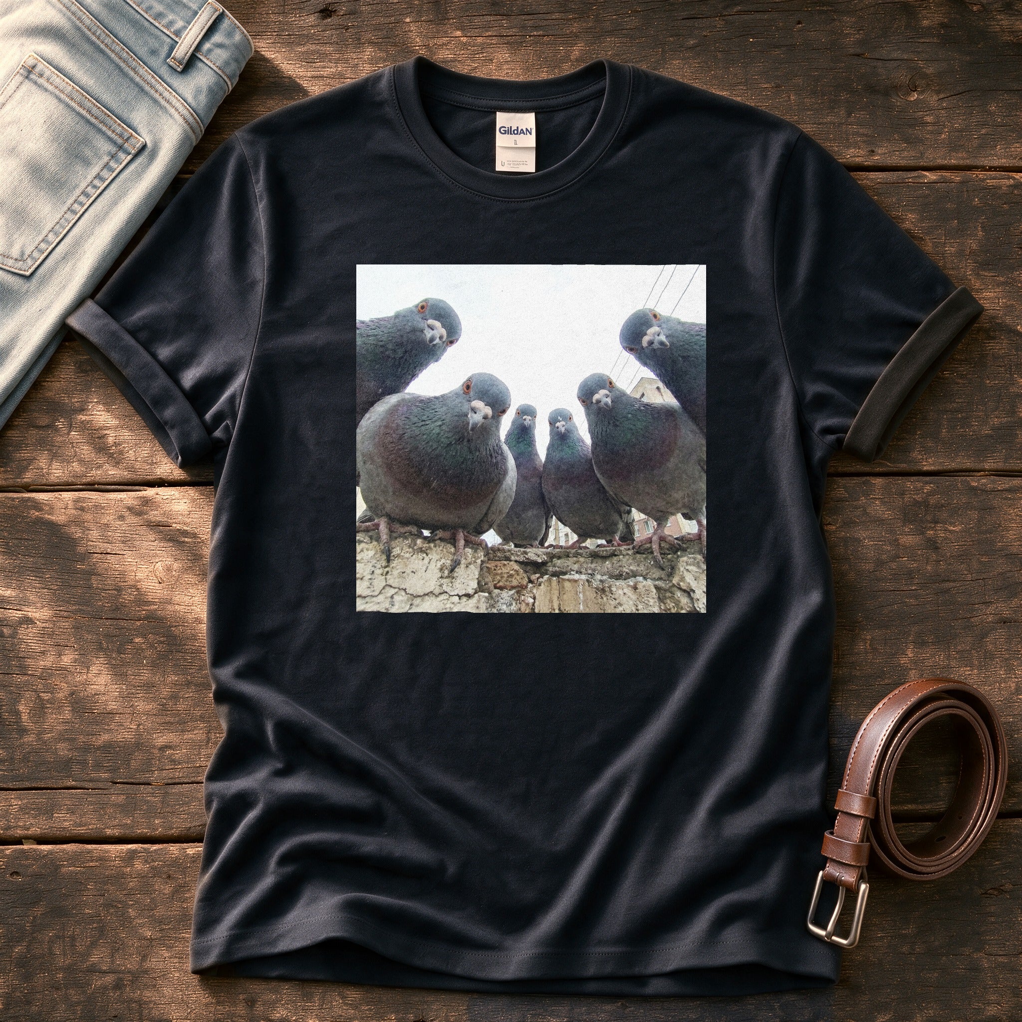 Flock Of Pigeons 3 — Black Comfort Colors tee
