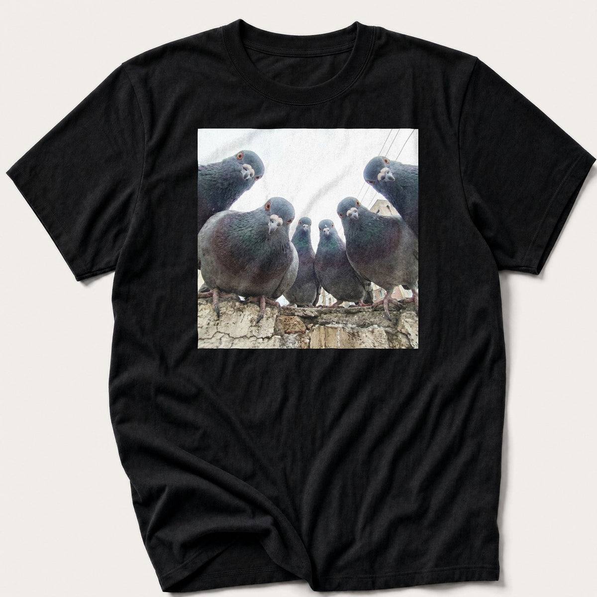 Flock Of Pigeons 3 — Black T-Shirt