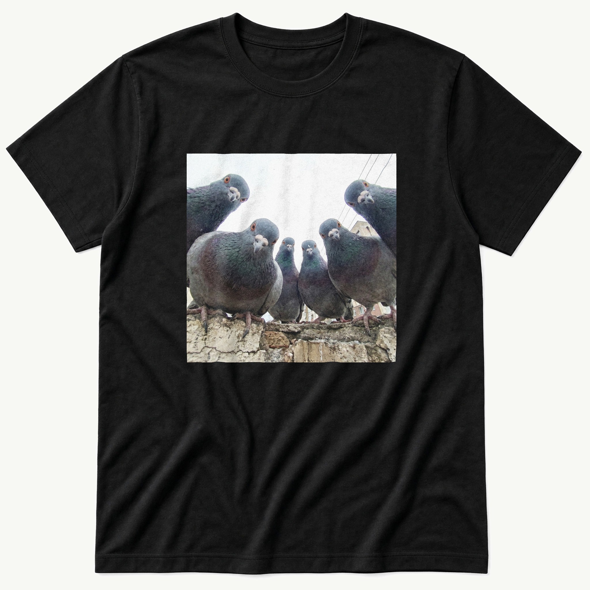 Flock Of Pigeons 3 — Black T-Shirt