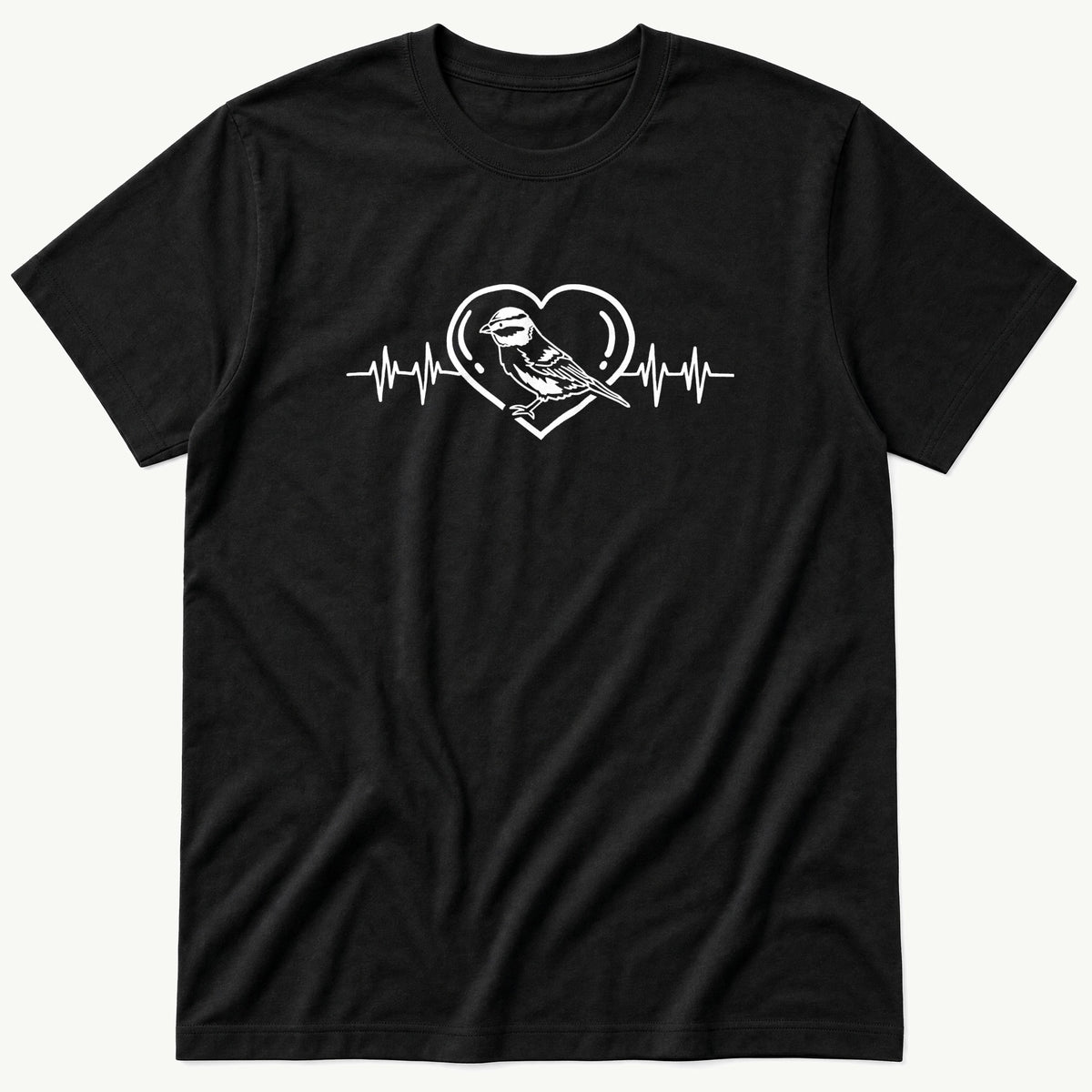 Heartbeat Bird V2 — Black T-Shirt