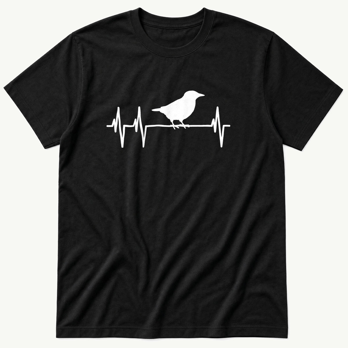 Heartbeat Bird — Black T-Shirt