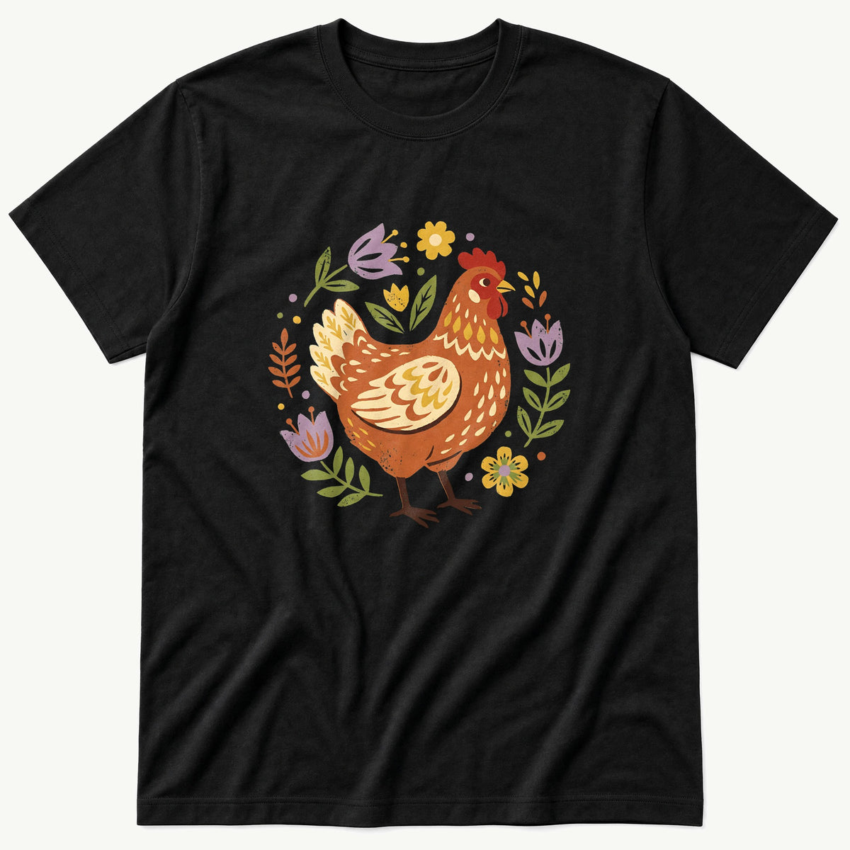 Hen Cutout 1 — Black T-Shirt