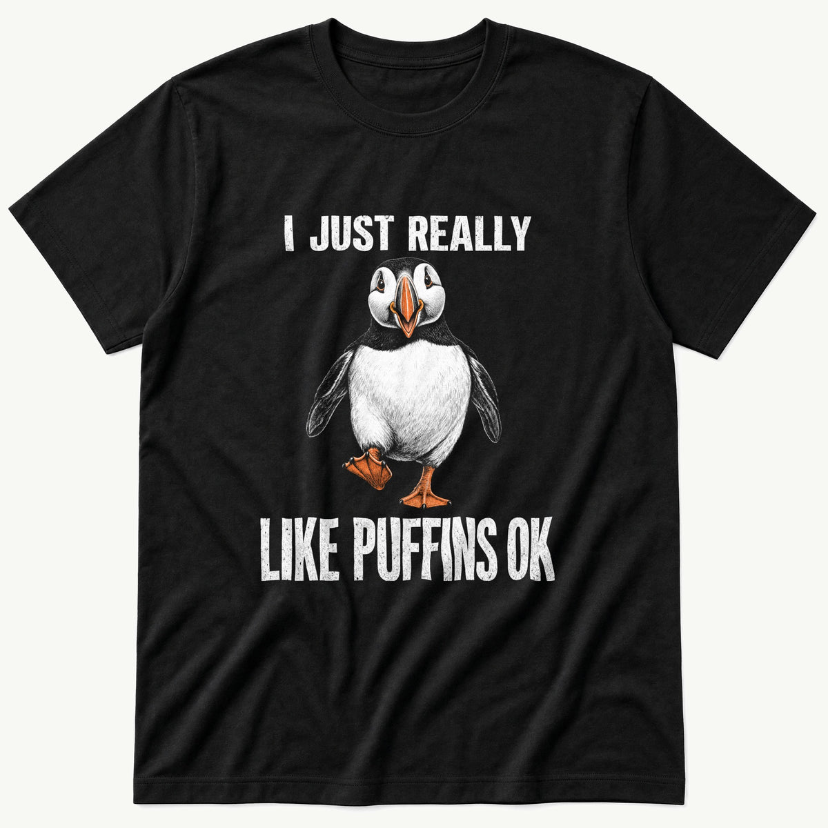 I Just Like Puffins — Black T-Shirt