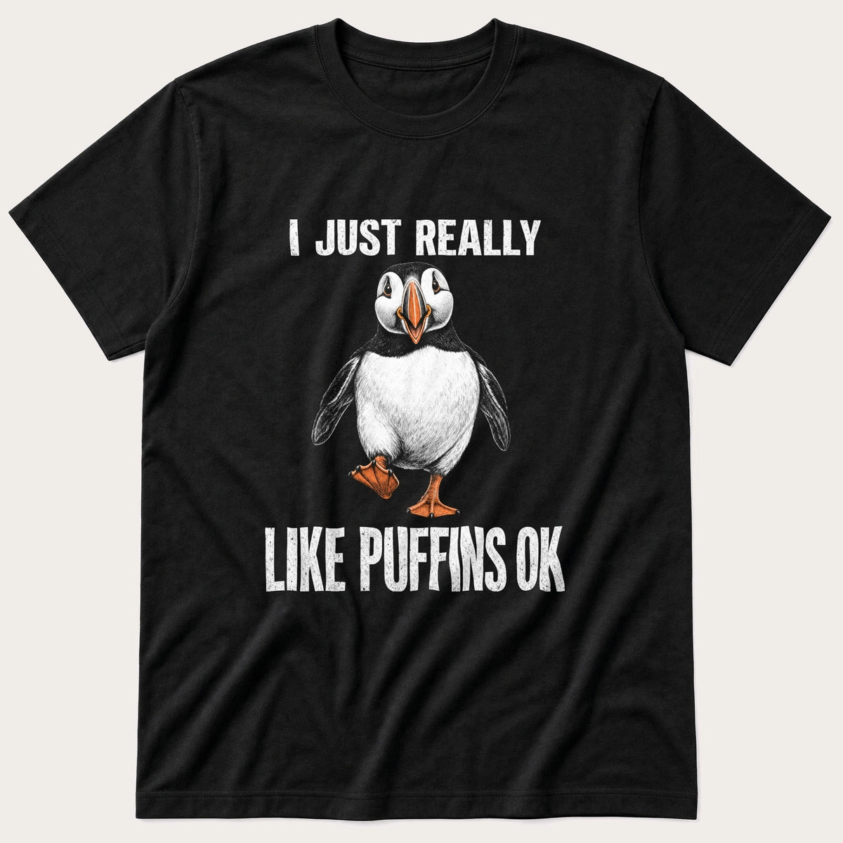 I Just Like Puffins — Black T-Shirt