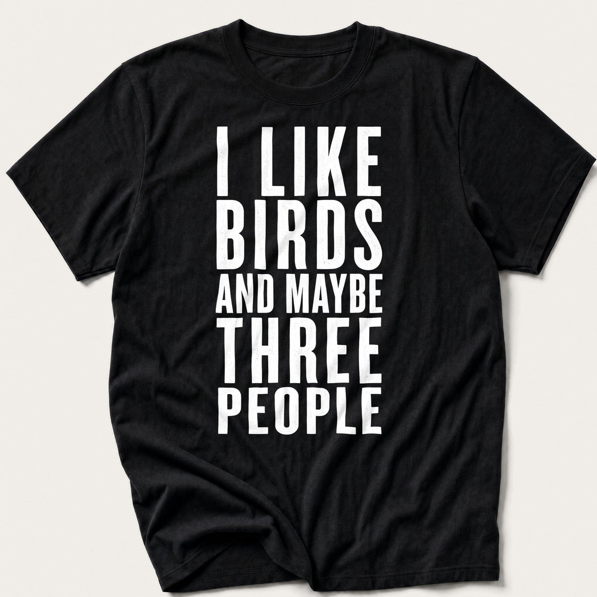 I Like Birds And Maybe Three People — Black T-Shirt