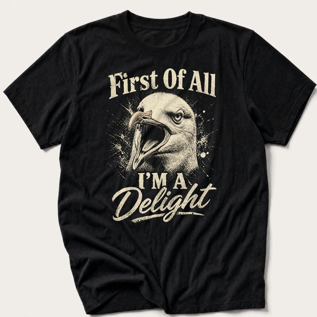 I'm A Delight Seagull — Black T-Shirt