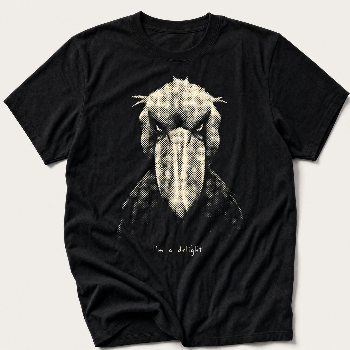 I'm A Delight Shoebill — Black T-Shirt