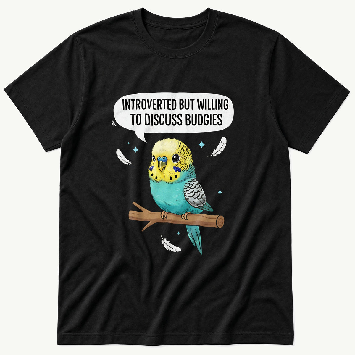 Introverted Budgie Lover — Black T-Shirt