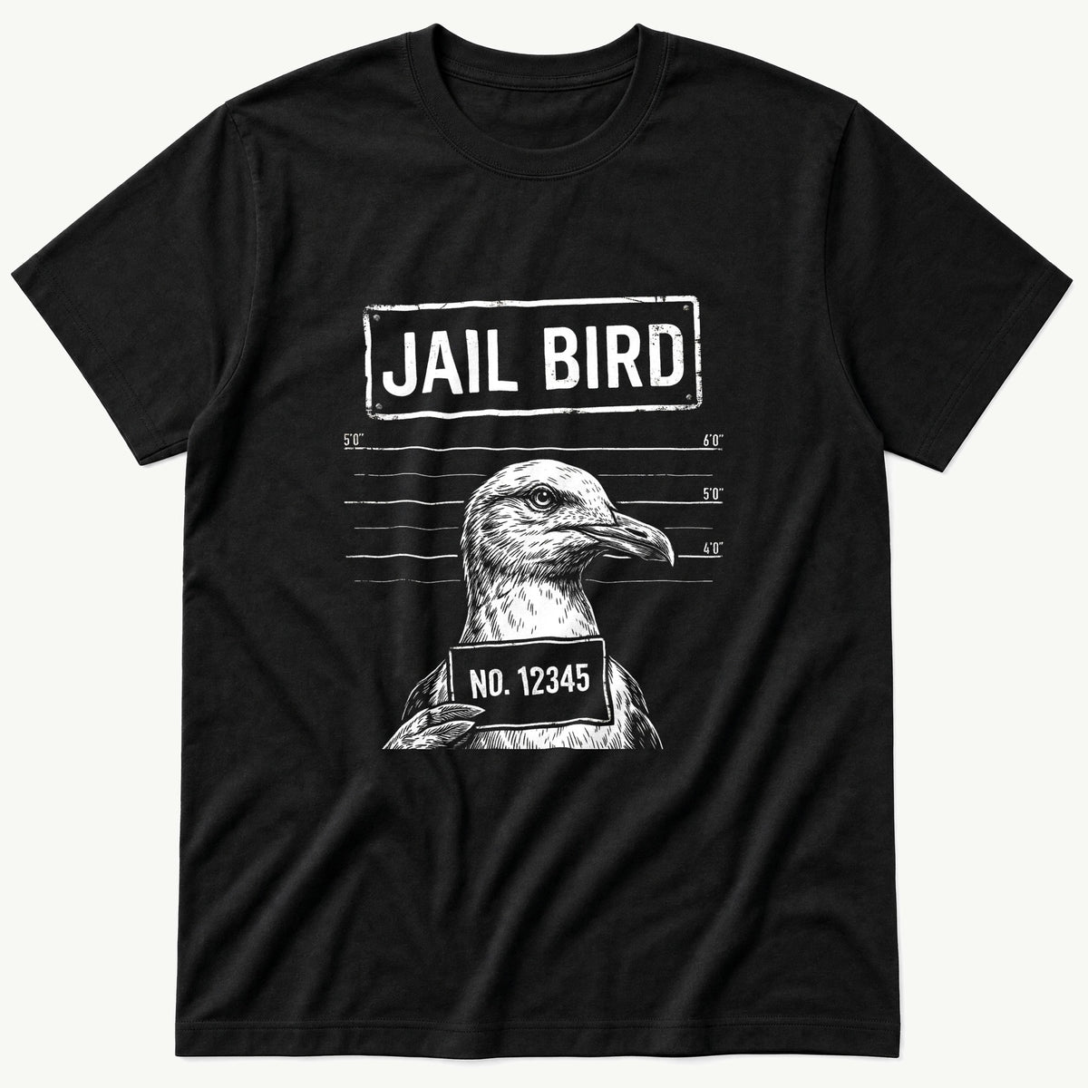 Jail Bird Seagull 4 — Black T-Shirt