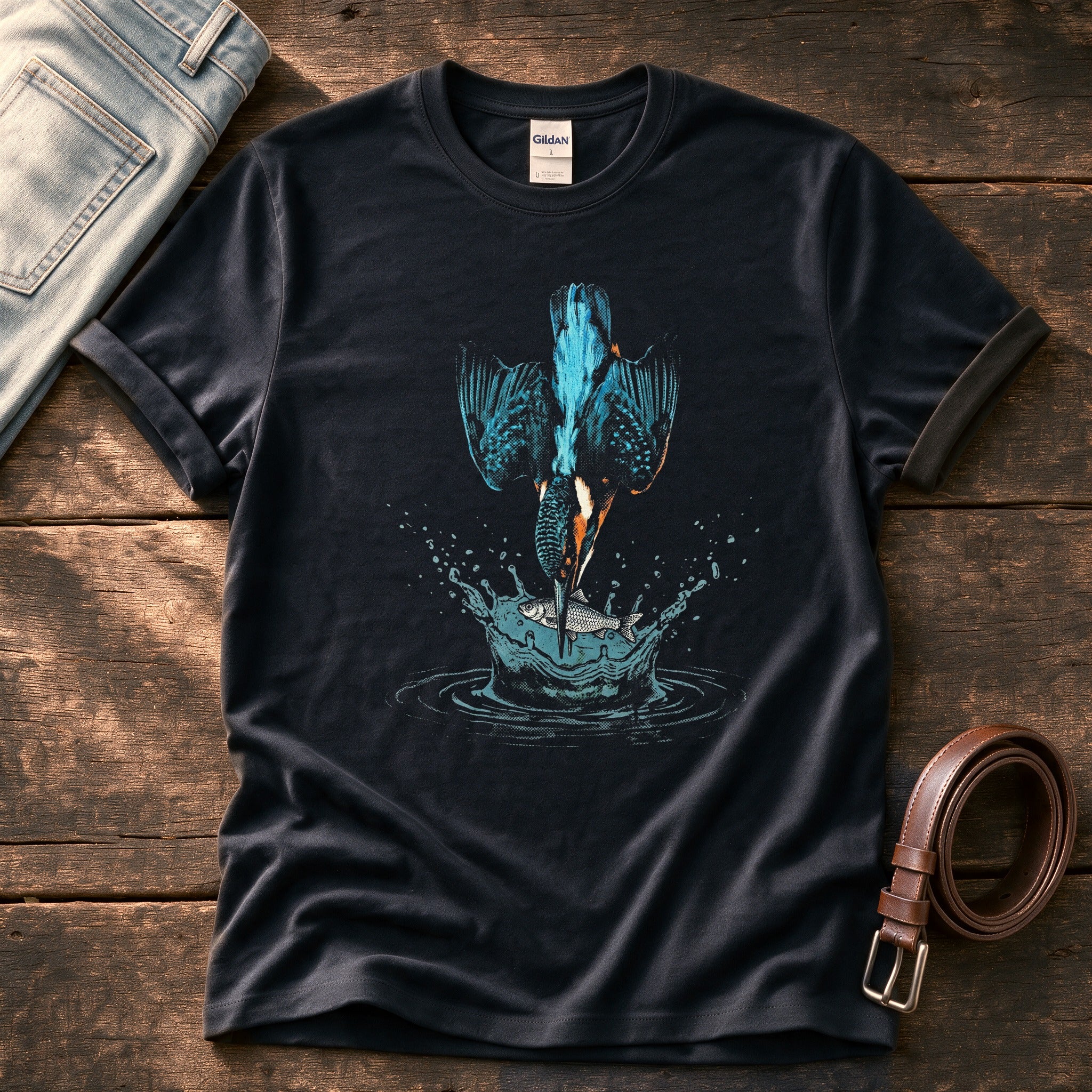 King Fisher Dive 5 — Black Comfort Colors tee