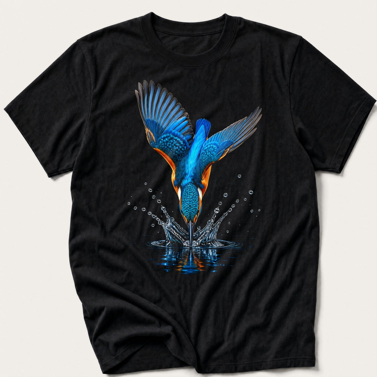 Kingfisher Plunge — Black T-Shirt