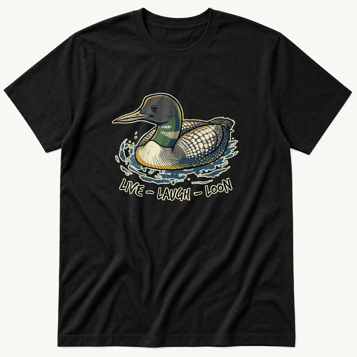 Live Laugh Loon — Black T-Shirt
