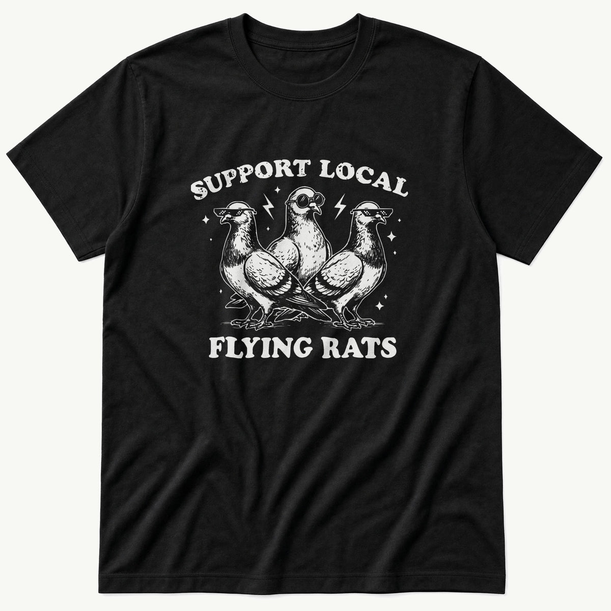 Local Flying Rats 3 — Black T-Shirt