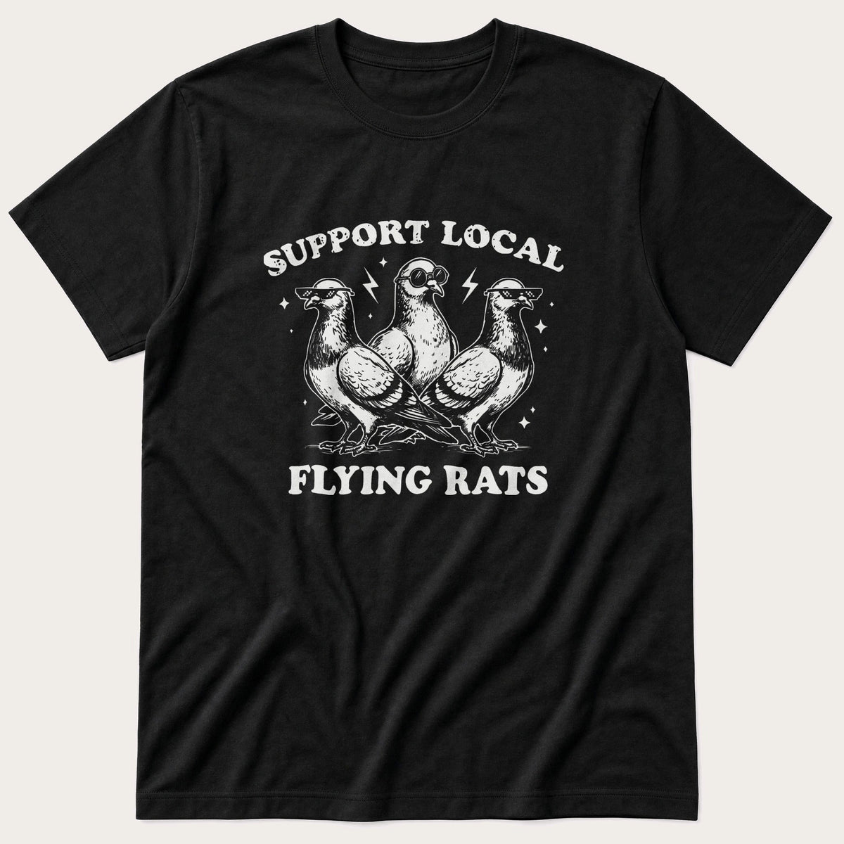 Local Flying Rats 3 — Black T-Shirt