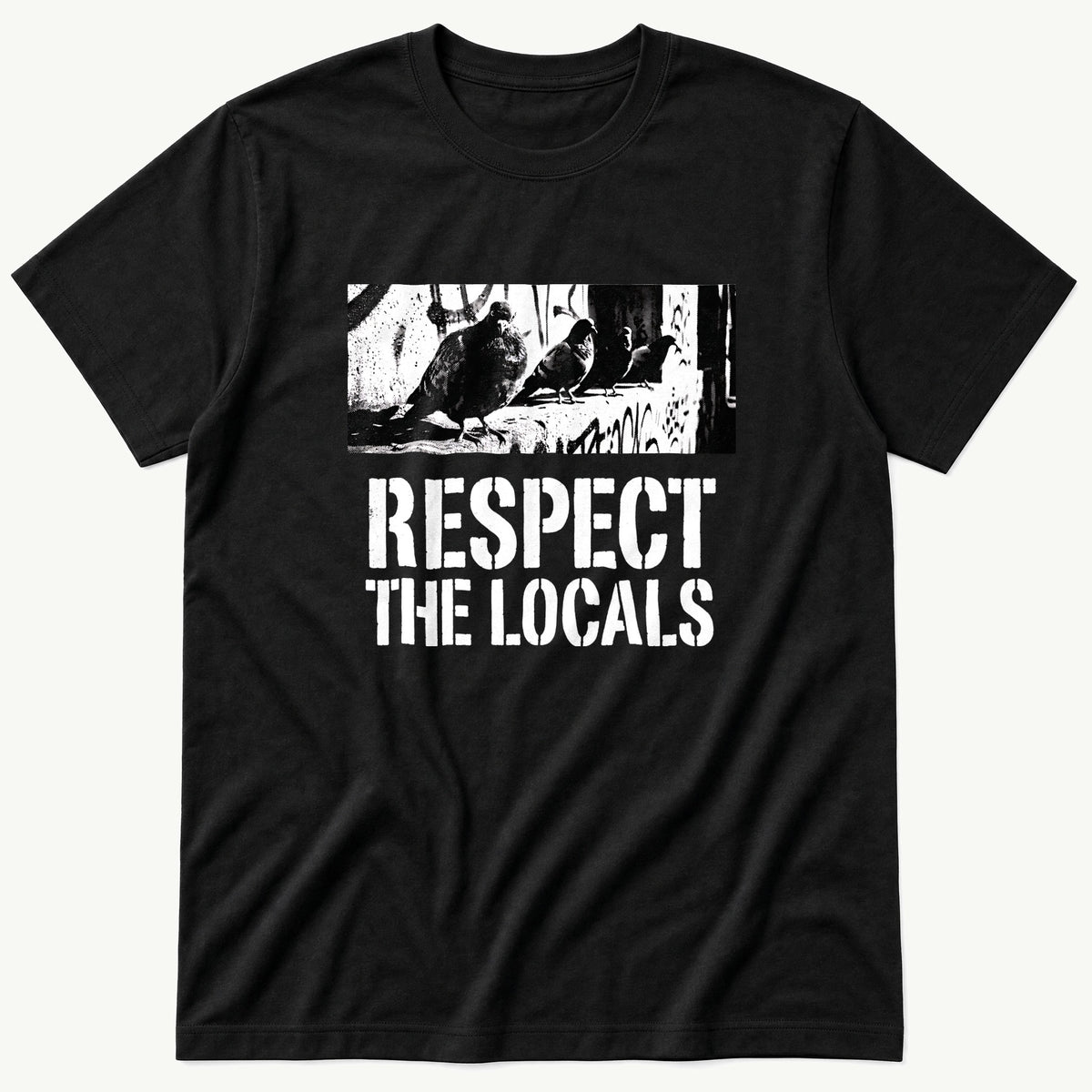 Local Pigeons 1 — Black T-Shirt