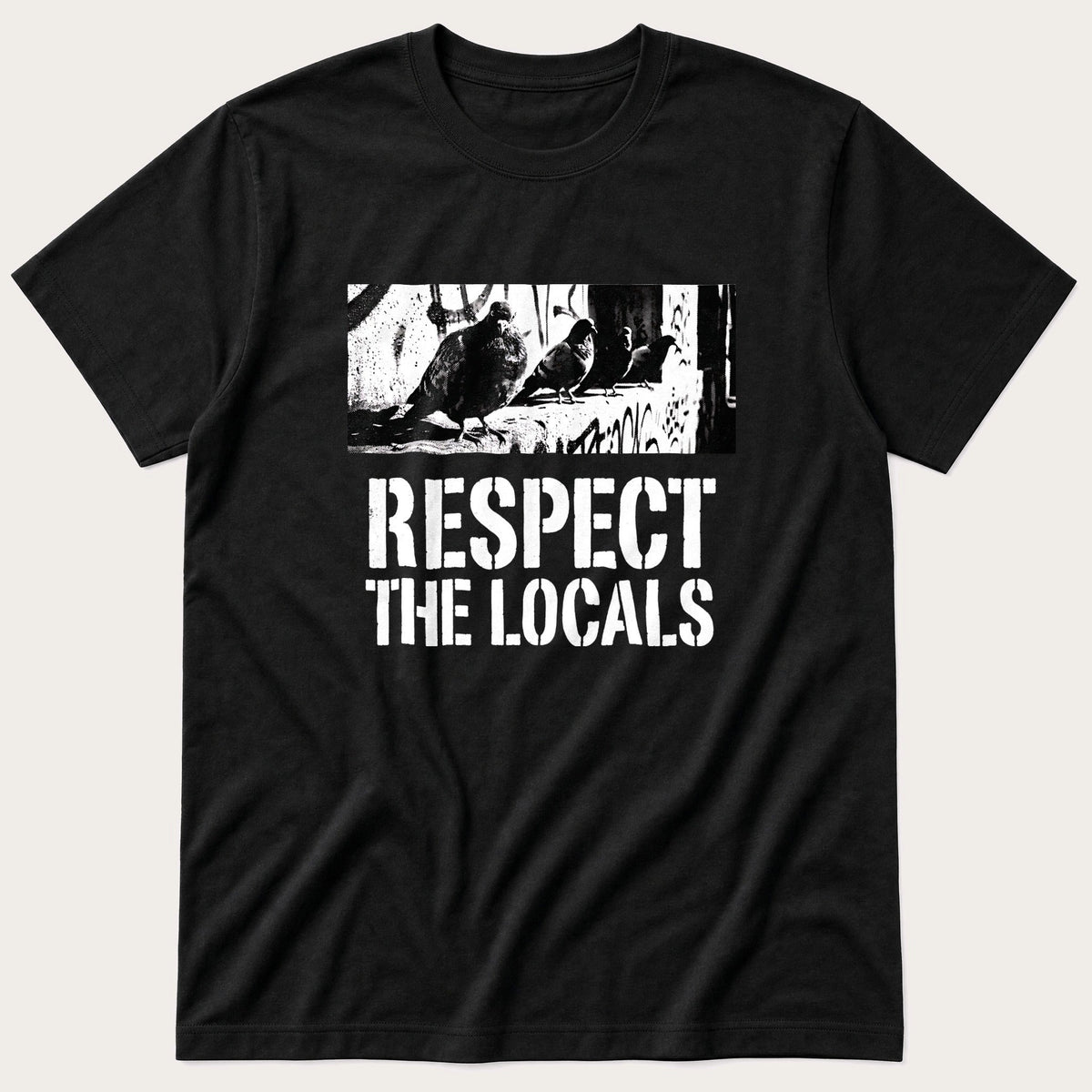 Local Pigeons 1 — Black T-Shirt