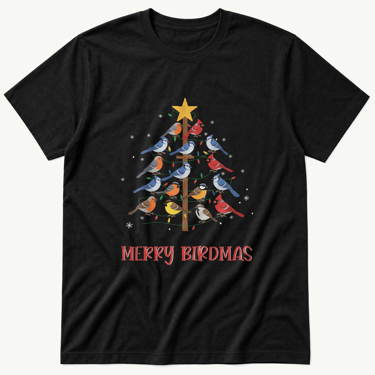 Merry Birdmas Post — Black T-Shirt
