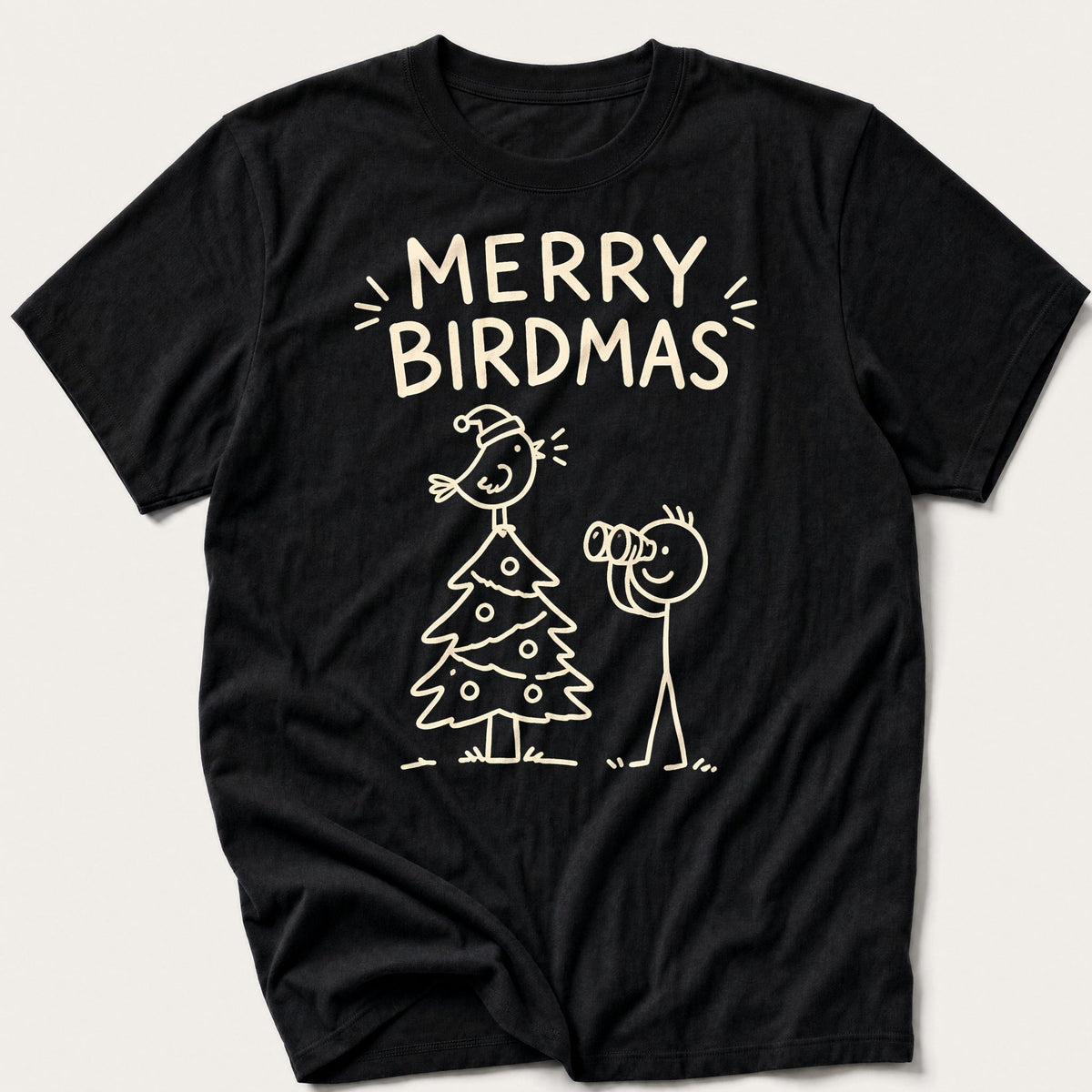 Merry Birdmas — Black T-Shirt