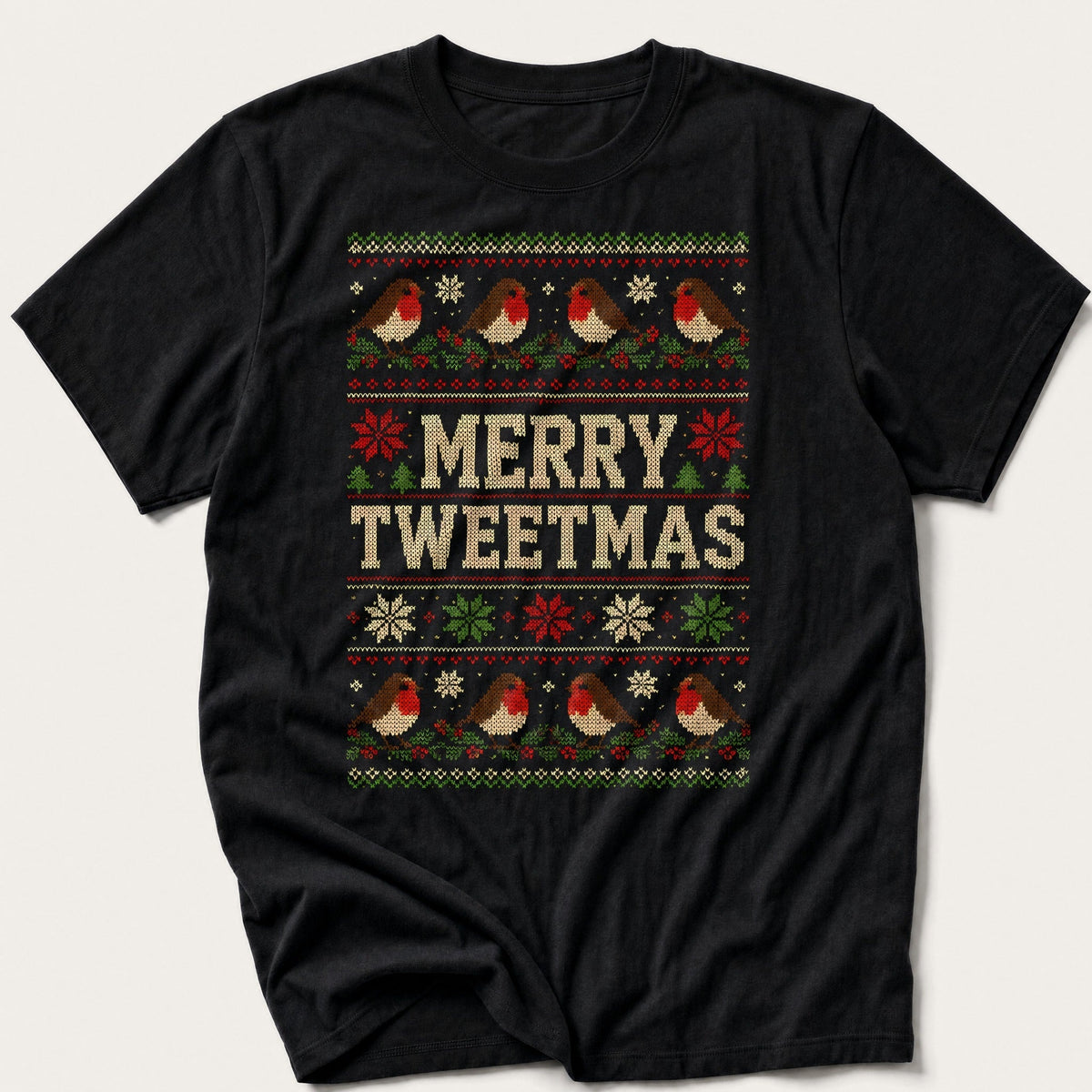 Merry Tweetmas Jumper — Black T-Shirt