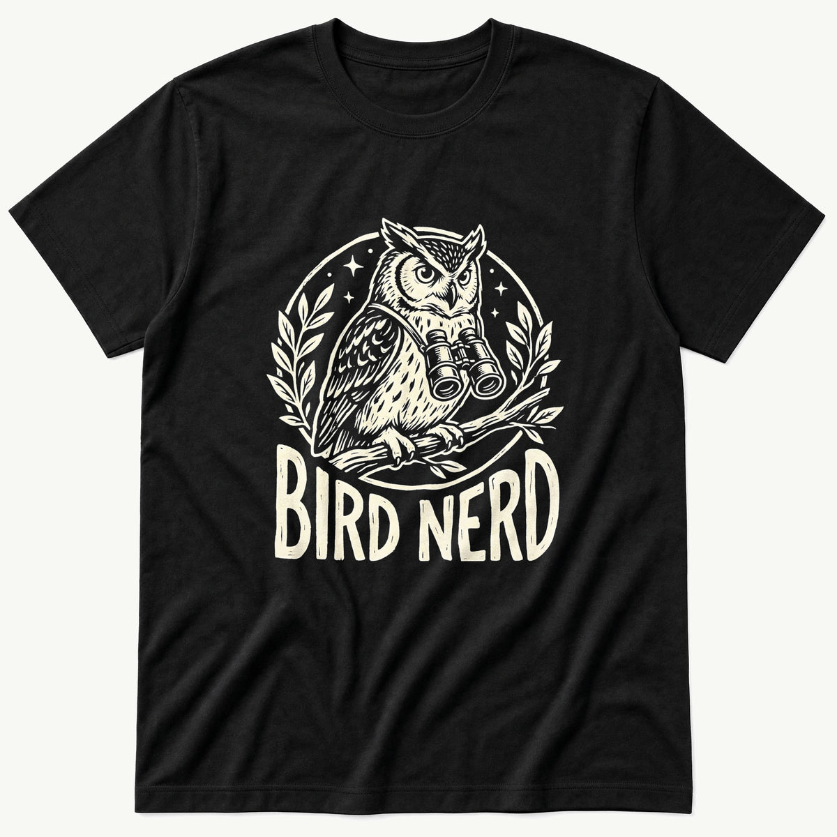 Night Watch Bird Nerd — Black T-Shirt