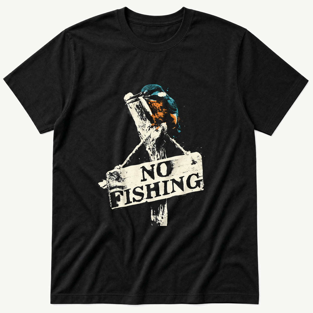 No Fishing 3 — Black T-Shirt
