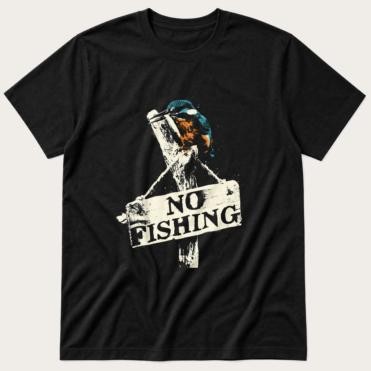 No Fishing 3 — Black T-Shirt
