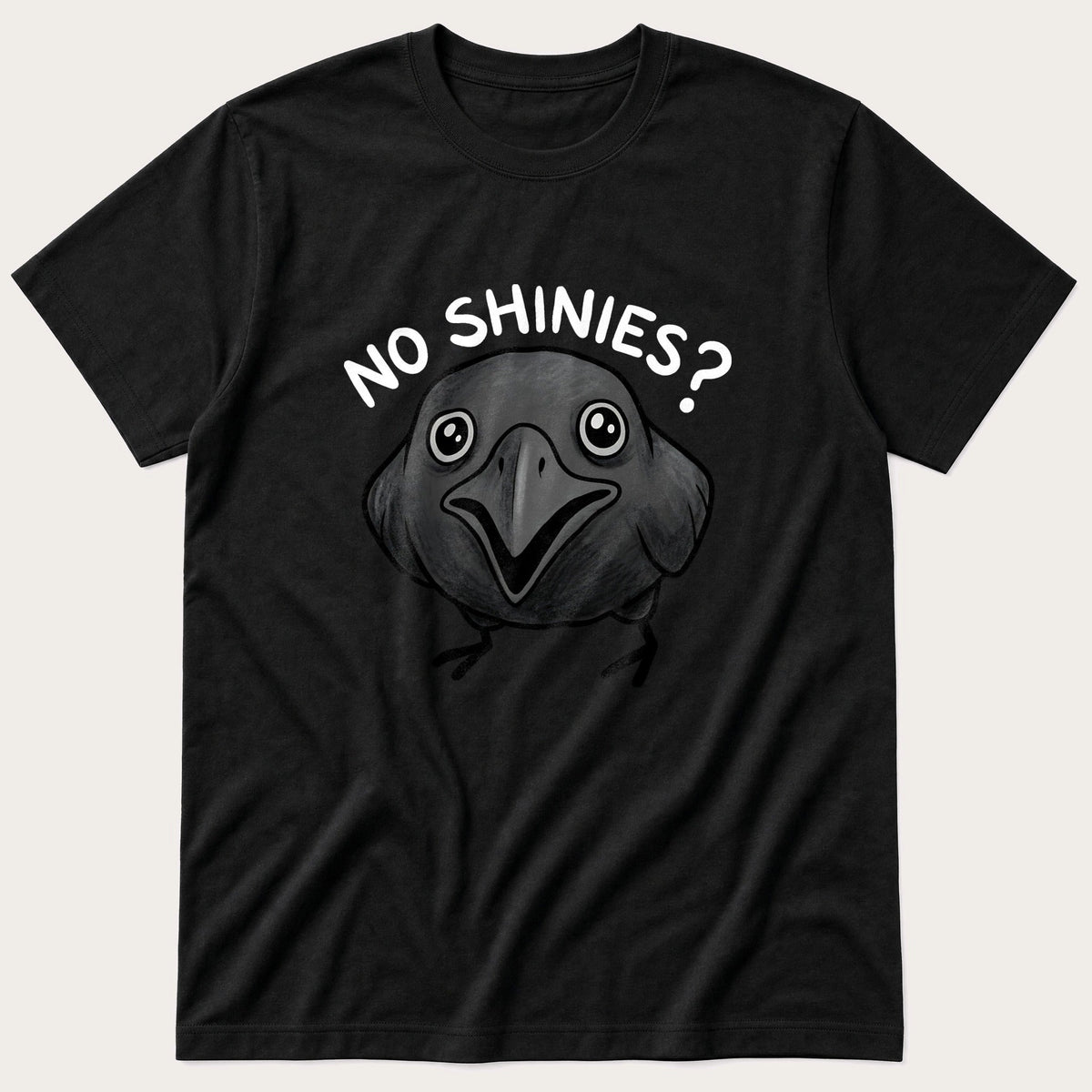 No Shinies Crow vw — Black T-Shirt